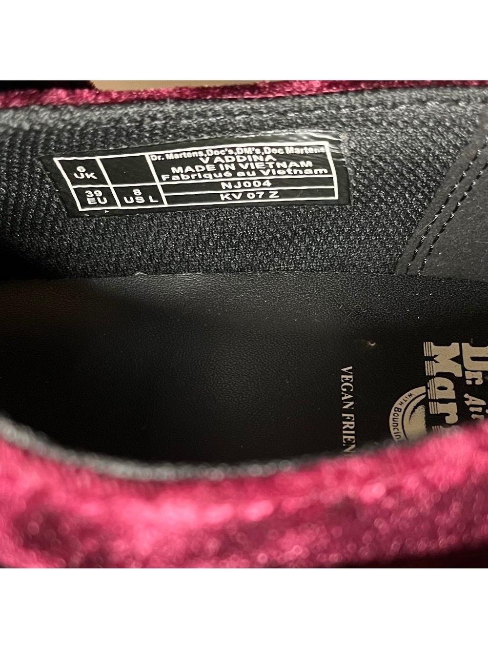Dr. Martens Addina Mary Jane Platform Burgundy Velvet Vegan US 8 - Picture 6 of 6